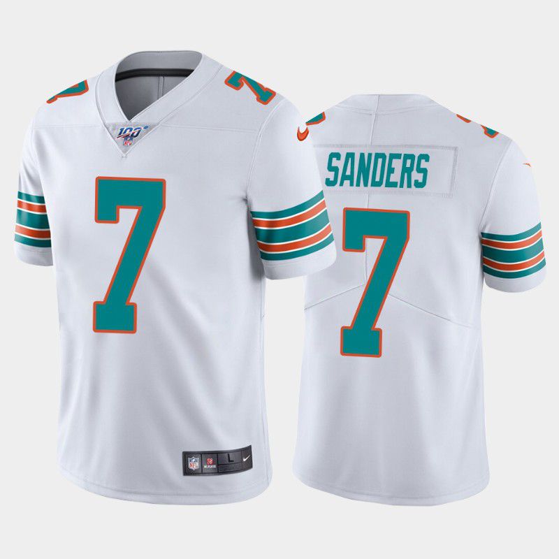 Men Miami Dolphins 7 Jason Sanders Nike White 100th Limited NFL Jersey